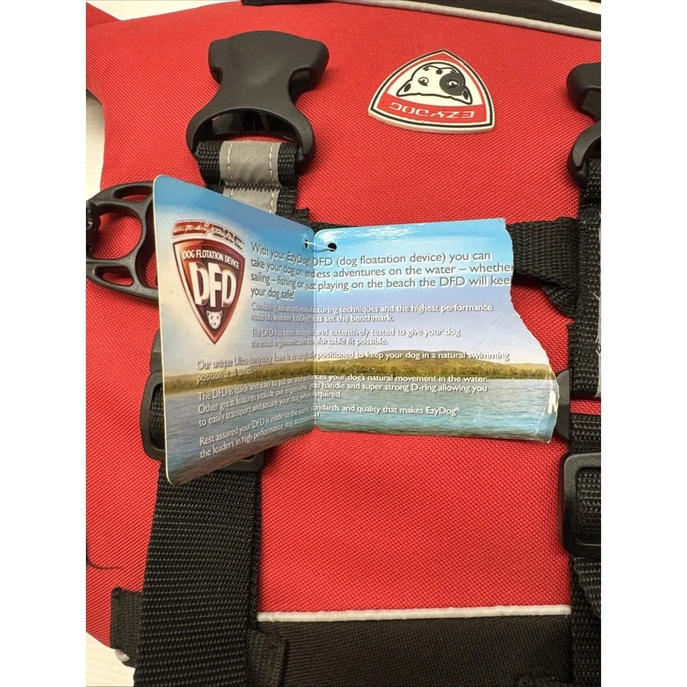 NEW EzyDog Doggy Flotation Device Dog Life Vest Jacket (DFD) Size Medium (M) Red